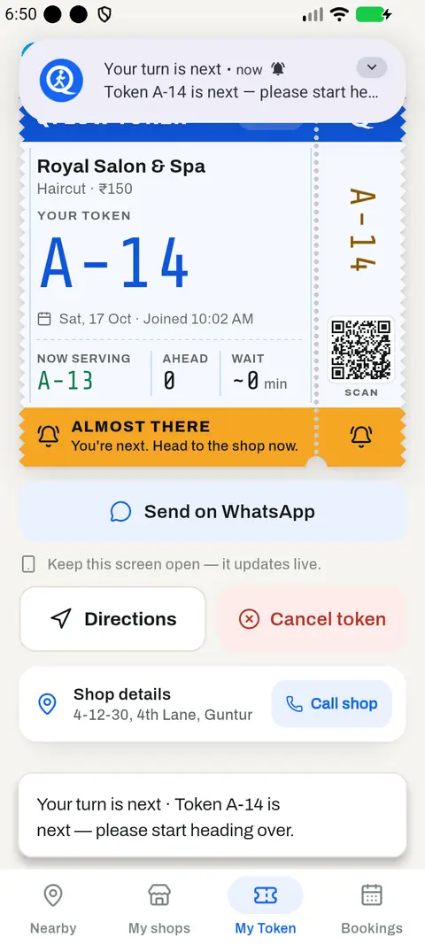 A turn alert on the phone